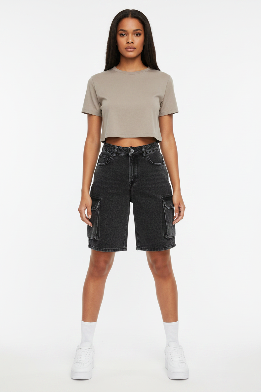 Women's Retro Workwear Denim Shorts