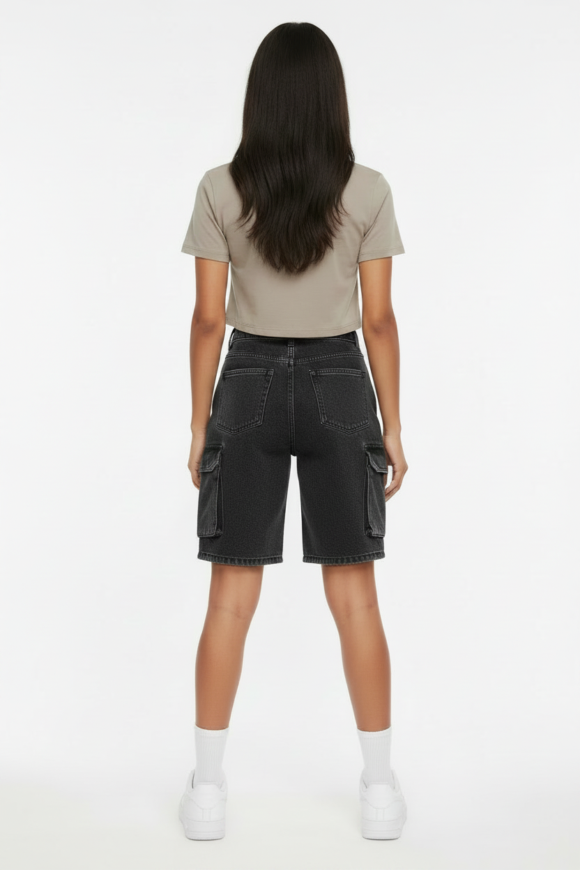 Women's Retro Workwear Denim Shorts