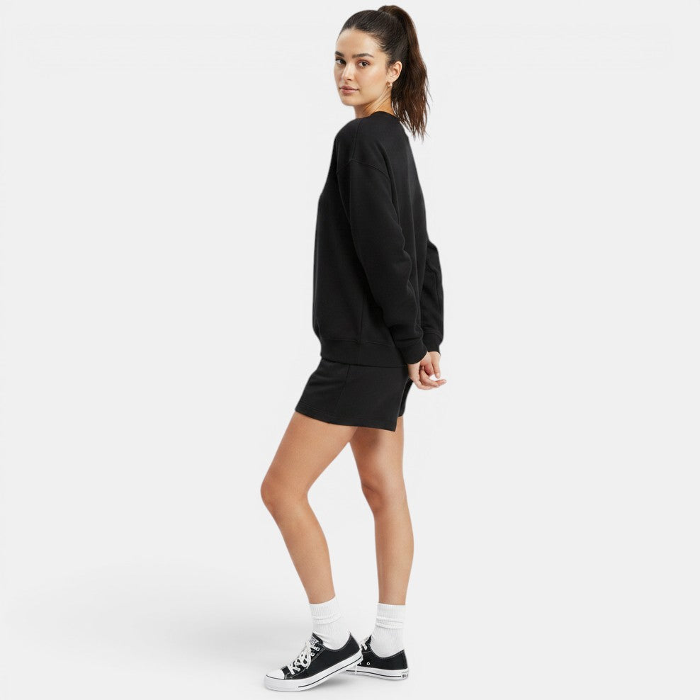 Allzom women's black long sleeve sweater and shorts co-ord set, casual loungewear style.