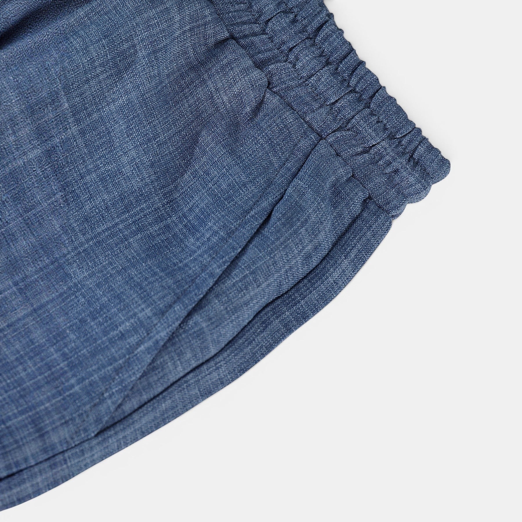 Allzom Men's Creative Casual Suit Coat Set, blue denim trousers with elasticated waistband.