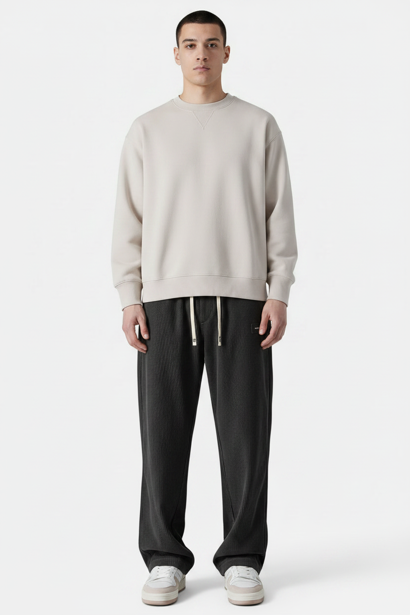 Women's European-Style Draped Straight Corduroy Trousers