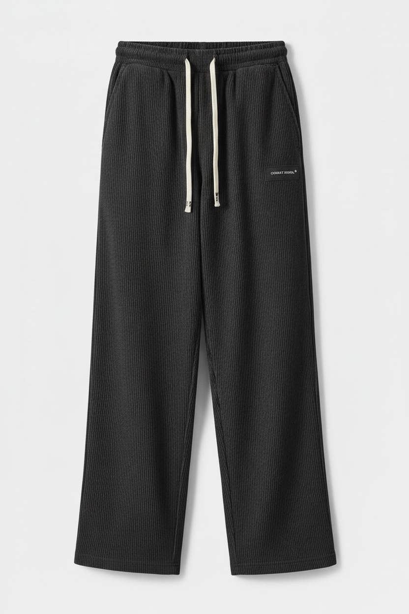 Women's European-Style Draped Straight Corduroy Trousers