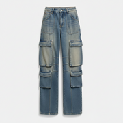 Retro Nostalgic Washed Multi-pocket Cargo Pants Straight Jeans