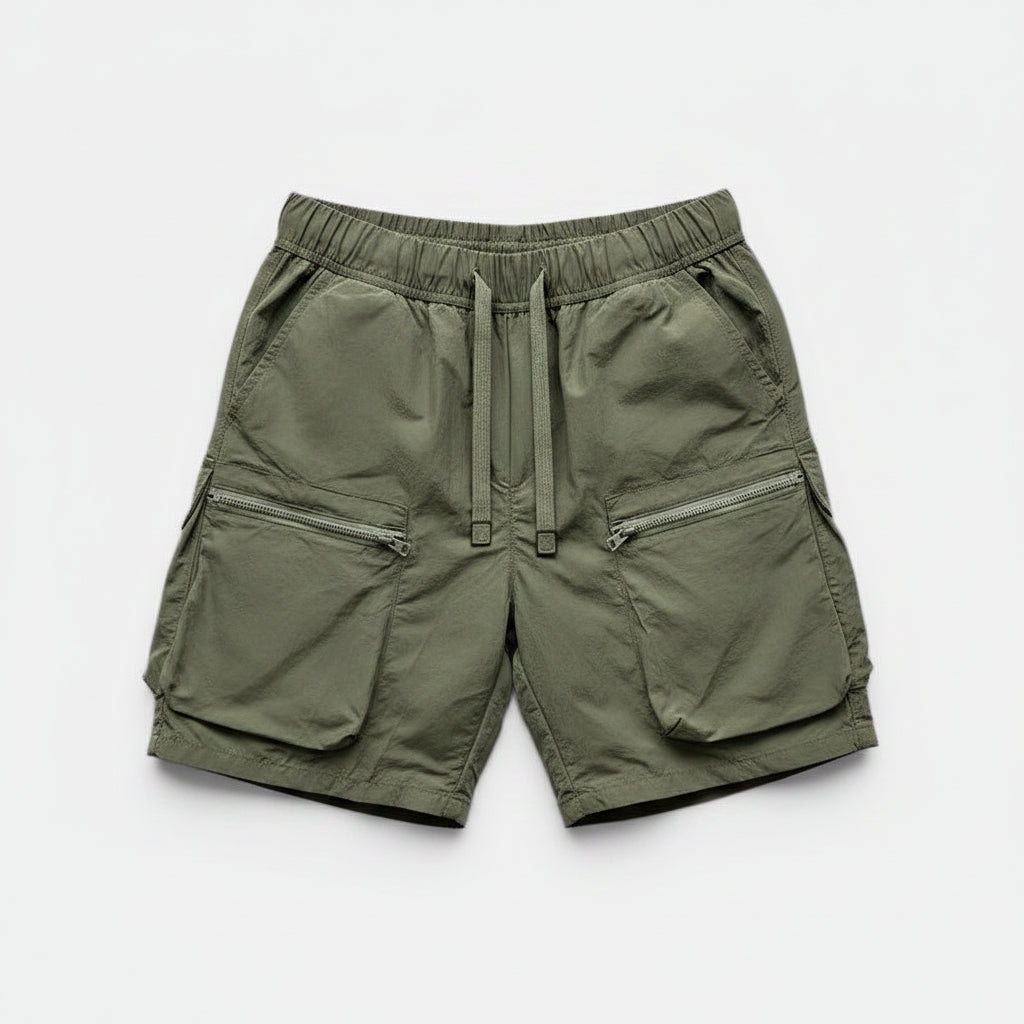 Allzom calças cargo verdes finas para trabalho e desporto, com cintura baixa, cordão e fechos de correr.