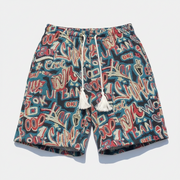 Summer New Fashion Printed Letter Graffiti Shorts Men