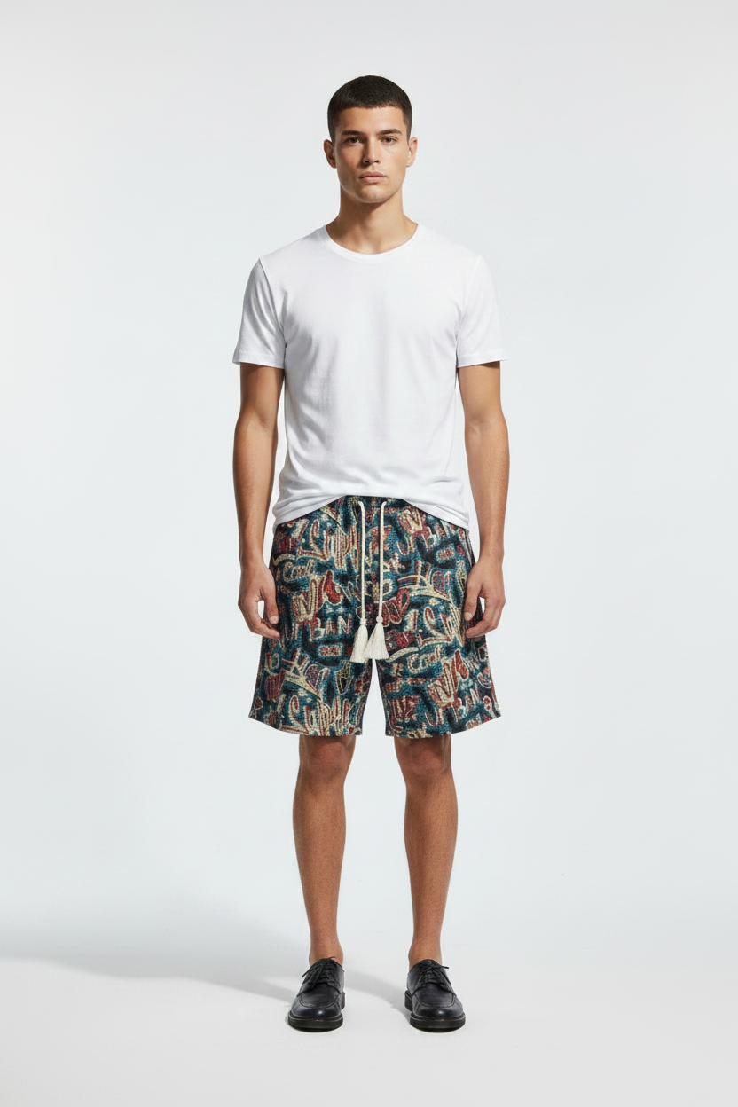 Men's Printed Letter Graffiti Shorts