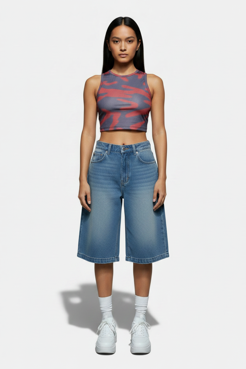 Women's Straight-Leg Loose Wide Leg Denim Shorts
