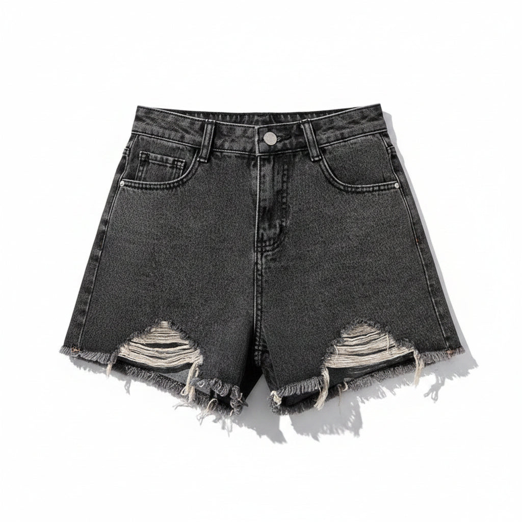 Allzom calças de ganga brancas de cintura subida para mulher, com bainhas desfiadas e pernas largas, ideais para o verão.
