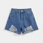 Womens High-waisted Thin Summer White Denim Shorts