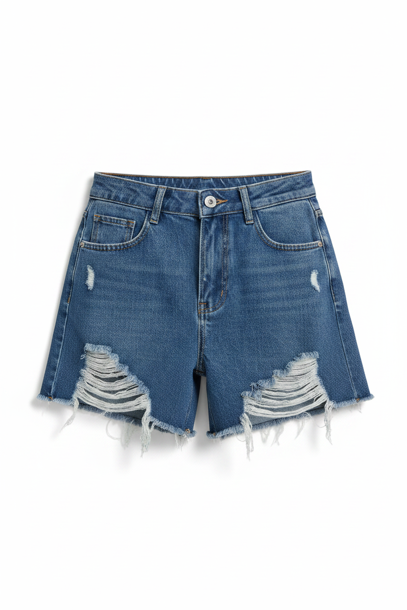 Womens High-waisted Thin Summer White Denim Shorts