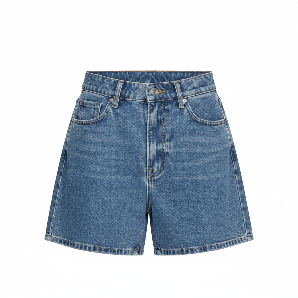 Distressed Vintage Non-stretch Denim Shorts