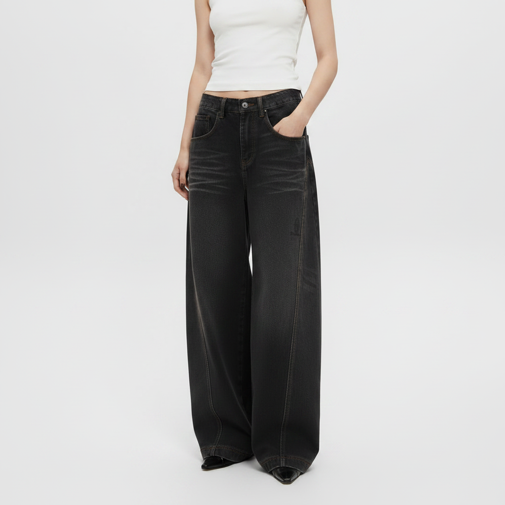 Retro Jeans Loose Straight Drooping Wide Leg Pants
