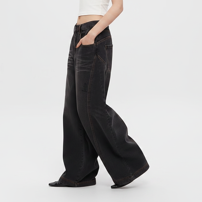 Retro Jeans Loose Straight Drooping Wide Leg Pants