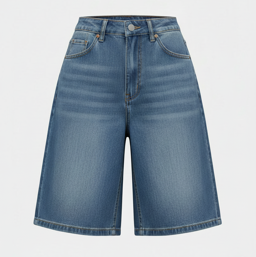 Casual Mid-Waist Straight-Cut Cropped Denim Womens Pants