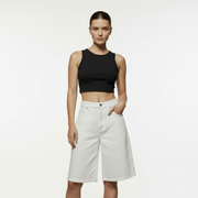 Casual Mid-Waist Straight-Cut Cropped Denim Womens Pants