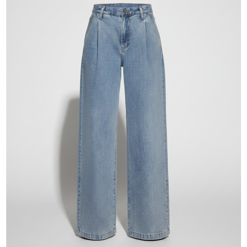 Slimming And Straight Versatile Retro Draping Mid-waist Wide-leg Jeans