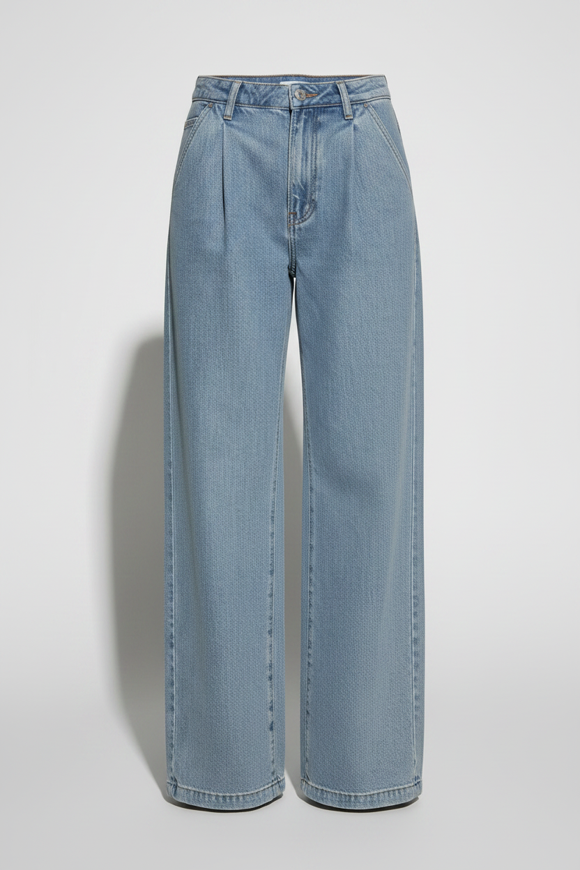 Women's Slimming Retro Draping Mid-Waist Wide-Leg Jeans