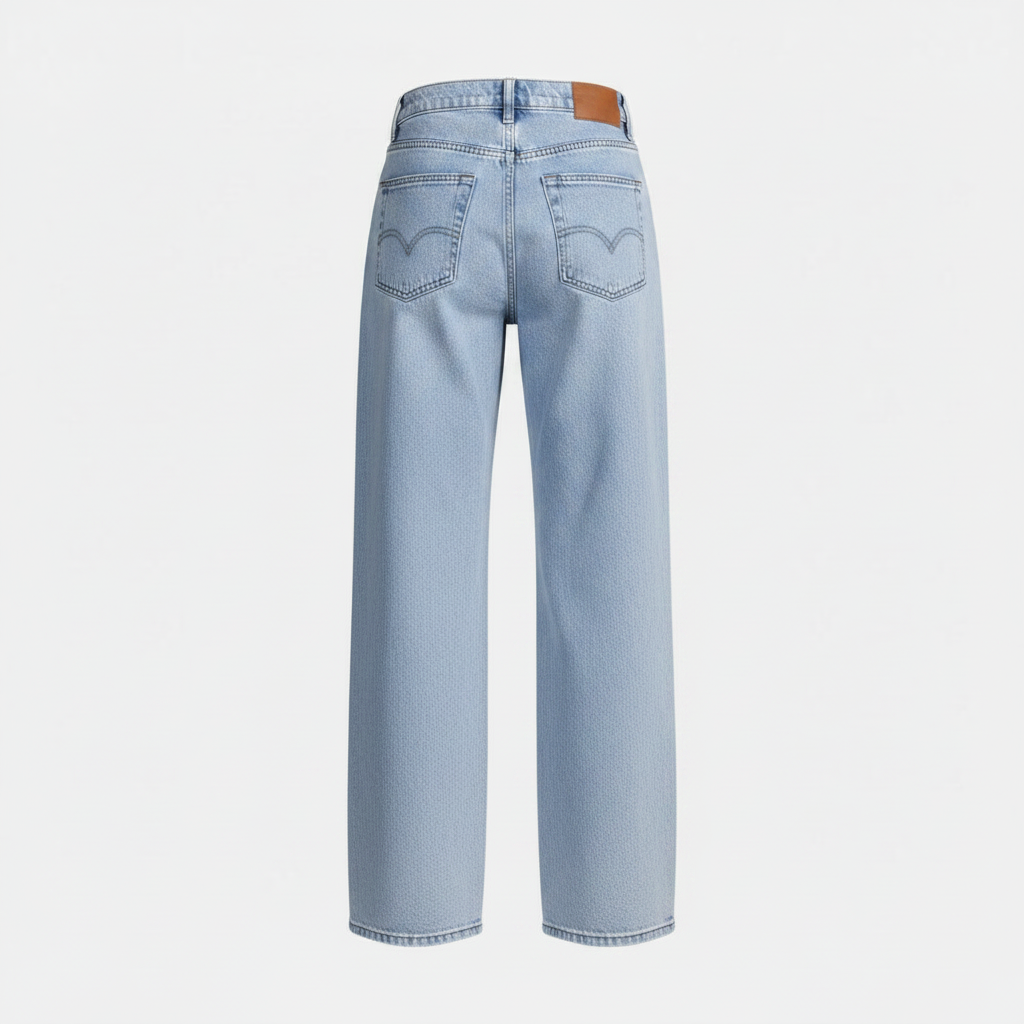 Women's High-Waisted Non-Stretch Wide Leg Jeans, Light Wash Straight Leg Denim Pants