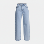 Women's High-Waisted Wide Leg Light Wash Straight Jeans