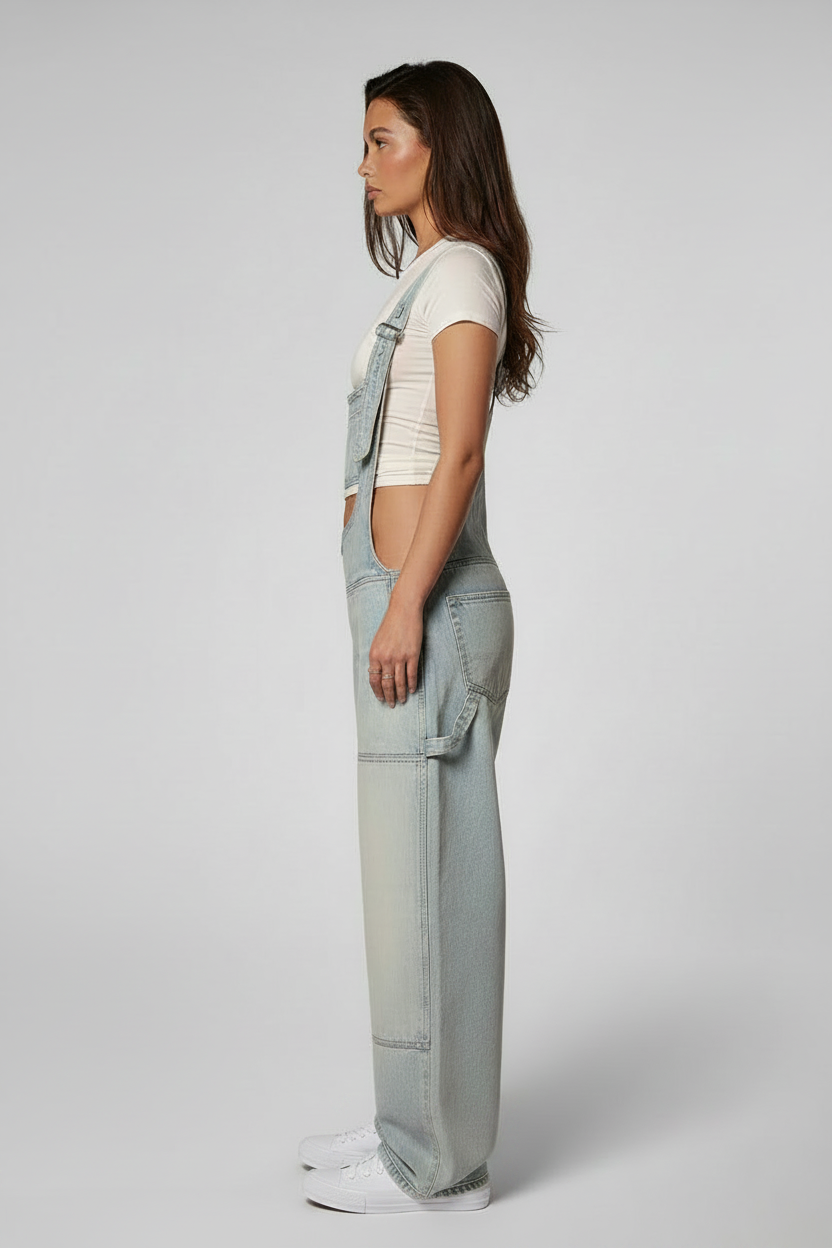 Y2K Zipper Denim Overalls With Pockets Fashion Loose Suspender Jumpsuit Streetwear Jeans Pants Womens Clothing (Copy)