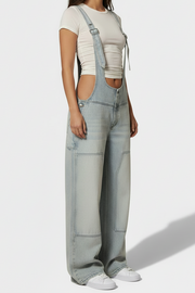 Y2K Zipper Denim Overalls With Pockets Fashion Loose Suspender Jumpsuit Streetwear Jeans Pants Womens Clothing (Copy)