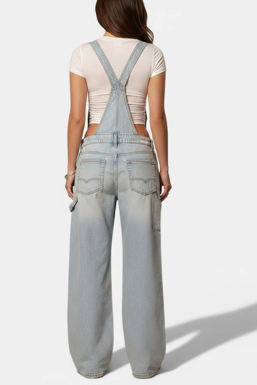 Y2K Zipper Denim Overalls With Pockets Fashion Loose Suspender Jumpsuit Streetwear Jeans Pants Womens Clothing (Copy)