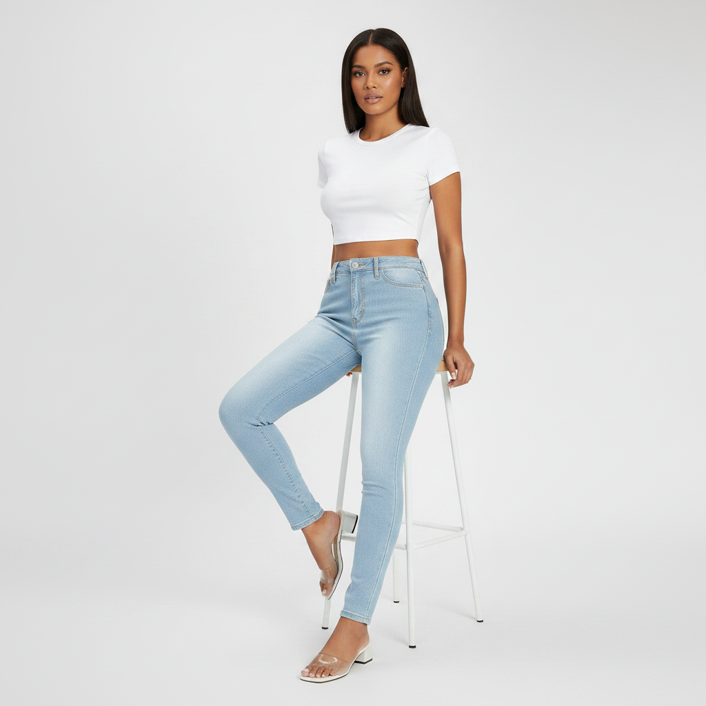 Women's High Waist Slim-fit Pure Elastic Slimming Jeans