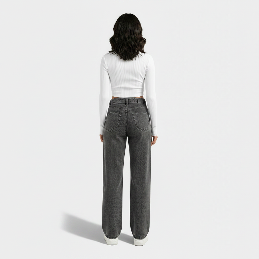 Womens Stylish Loose-fit Slimming American-style Washed Denim Jeans
