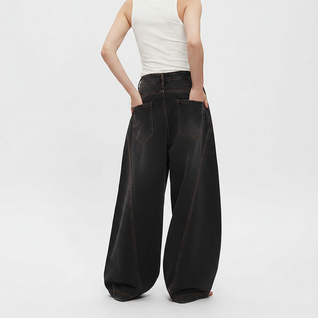Retro Jeans Loose Straight Drooping Wide Leg Pants