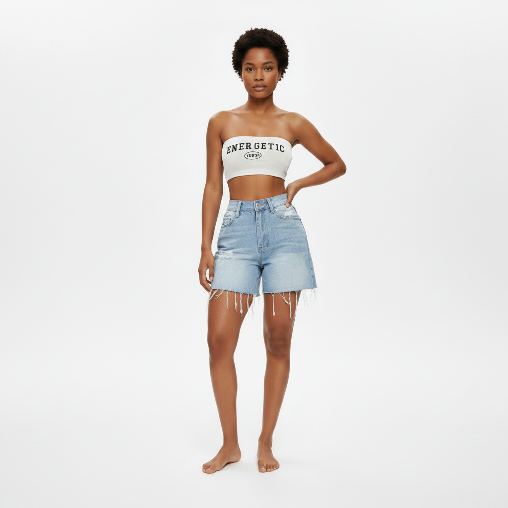 Womens High-Elastic Cropped Ripped Denim Shorts For Summer Street Style In Europe And The US