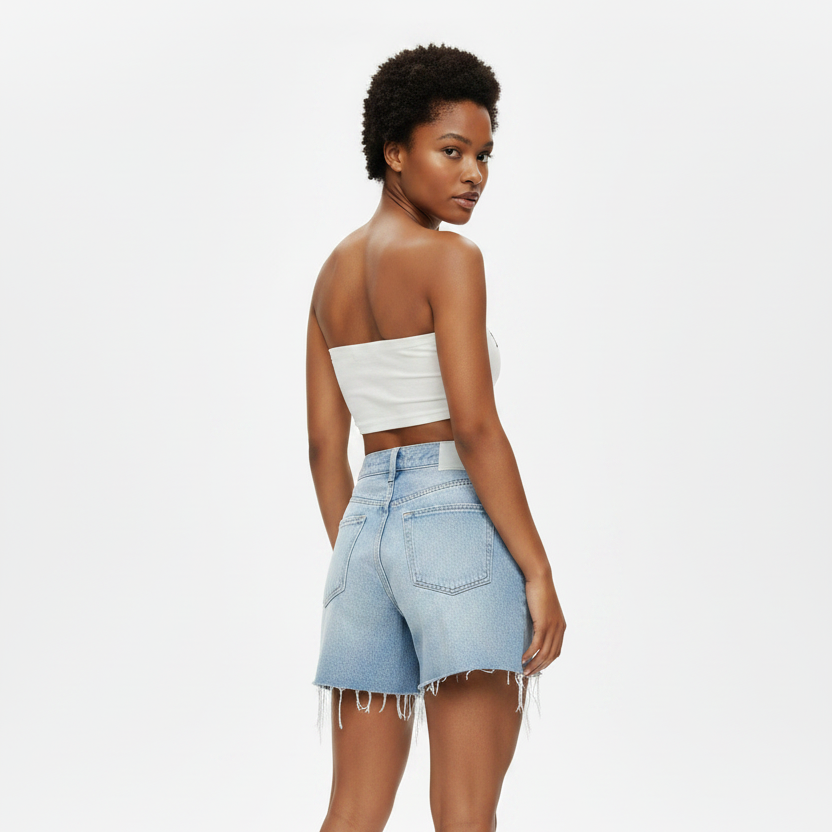 Womens High-Elastic Cropped Ripped Denim Shorts For Summer Street Style In Europe And The US