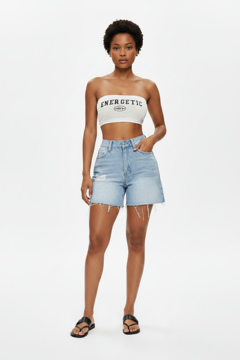 Women's High-Elastic Cropped Ripped Denim Shorts