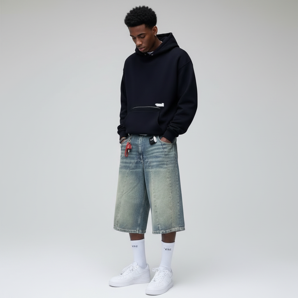 American-style Vintage Washed High-street Denim Shorts