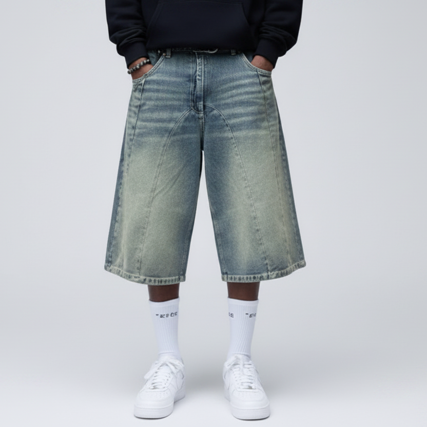 American-style Vintage Washed High-street Denim Shorts