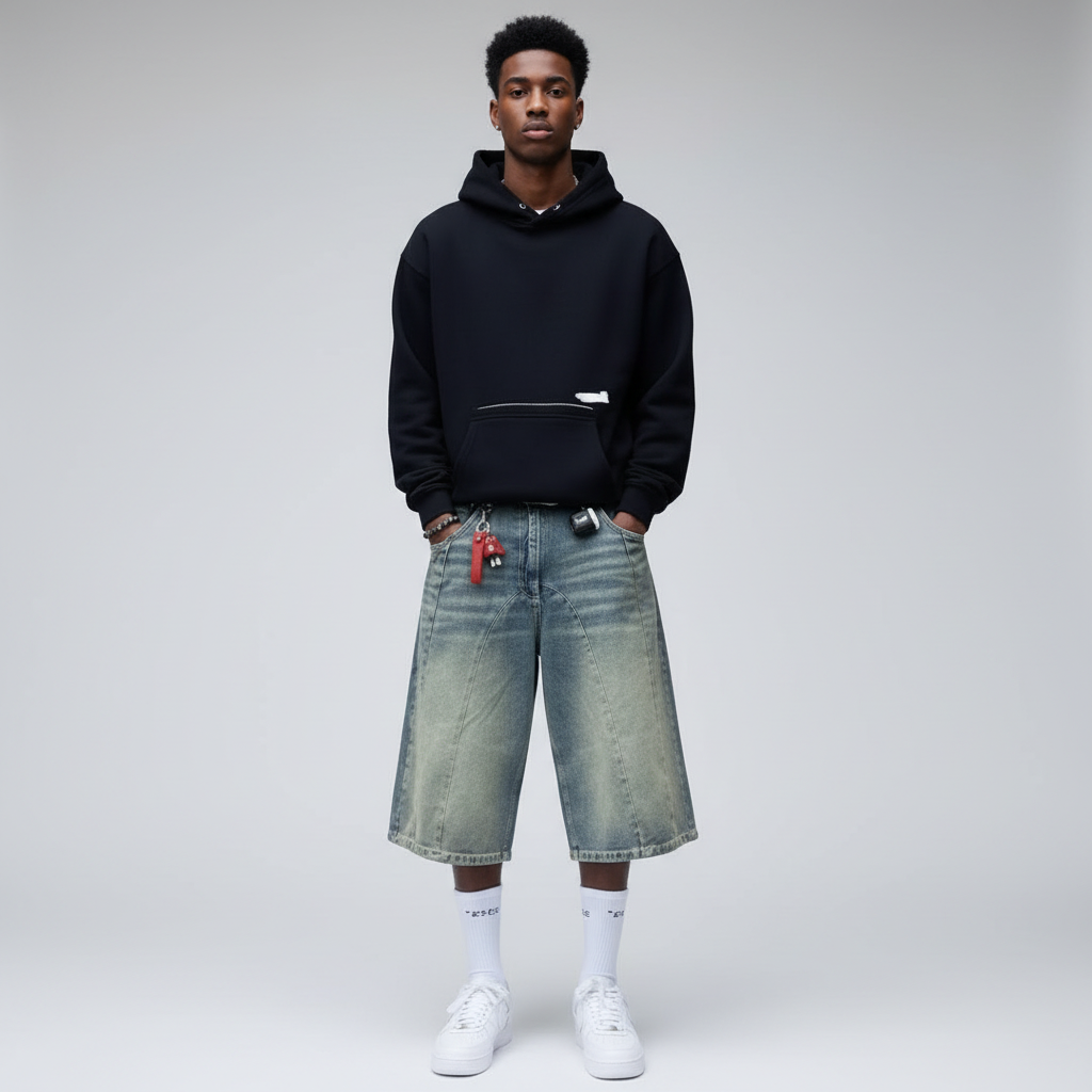 American-style Vintage Washed High-street Denim Shorts