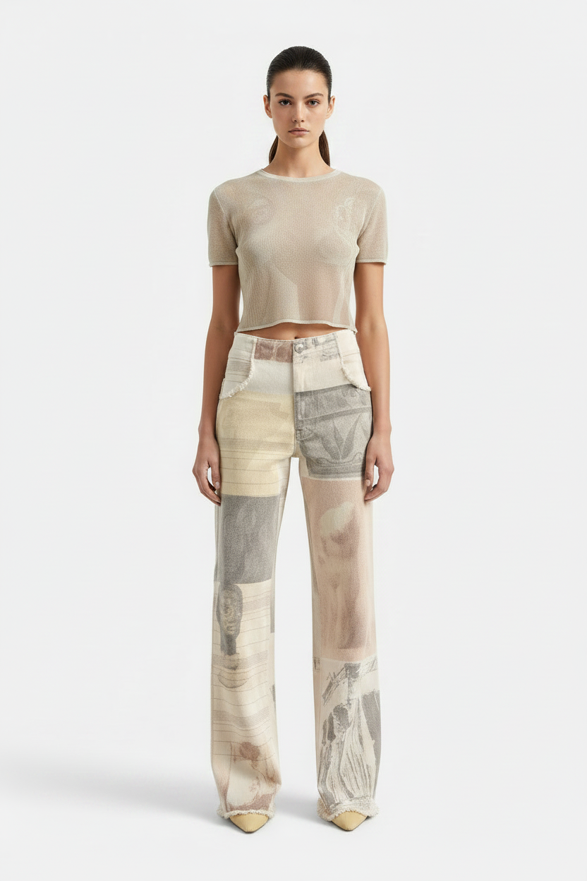 Women's Retro Loose Printed Wide-Leg Pants