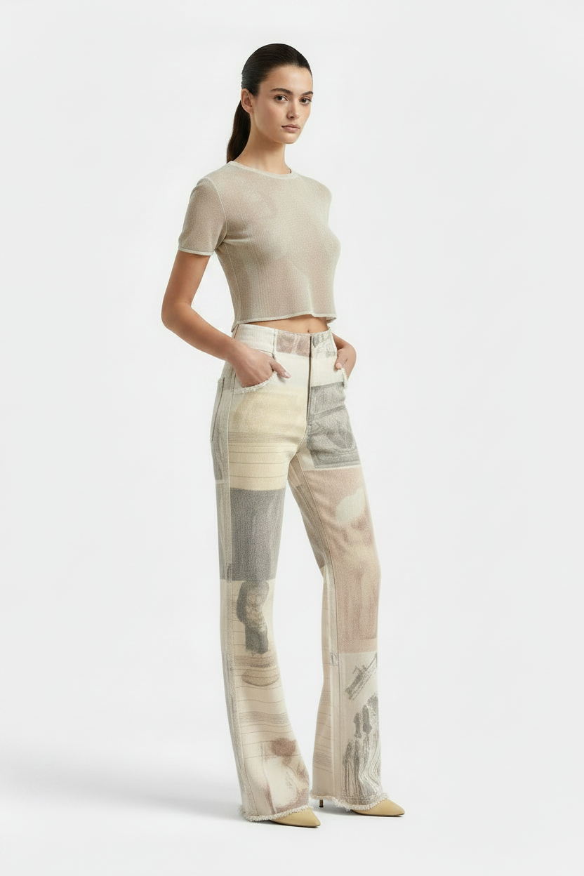 Women's Retro Loose Printed Wide-Leg Pants