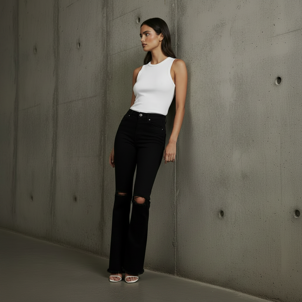 American-style Tomboy Ripped Slim-fit Womens Jeans