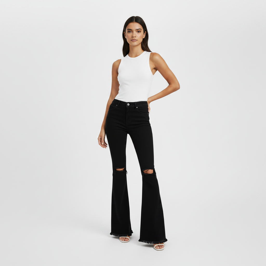 American-style Tomboy Ripped Slim-fit Womens Jeans