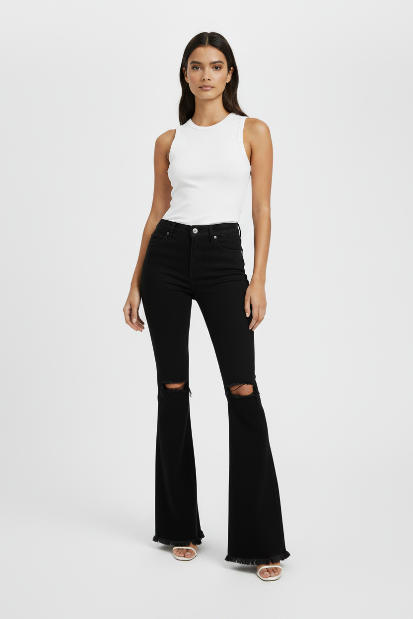 American-style Tomboy Ripped Slim-fit Womens Jeans
