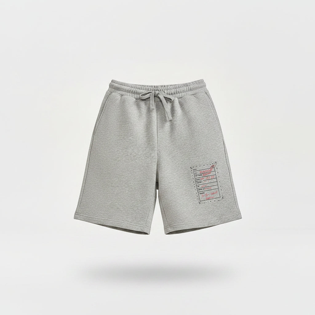 Calções Allzom cinzentos de algodão com cordão, corte largo e estampado gráfico, ideais para desporto casual.