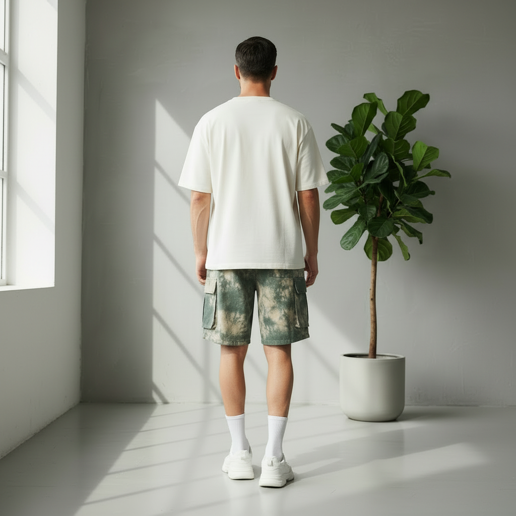 Summer New Work Clothes Fifth Pants Men's Tie-dyed Simple