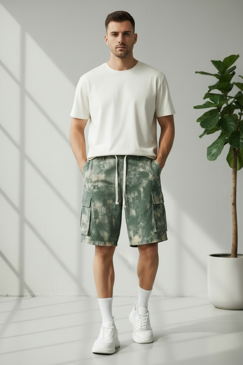 Men's Tie-Dye Workwear Cropped Shorts