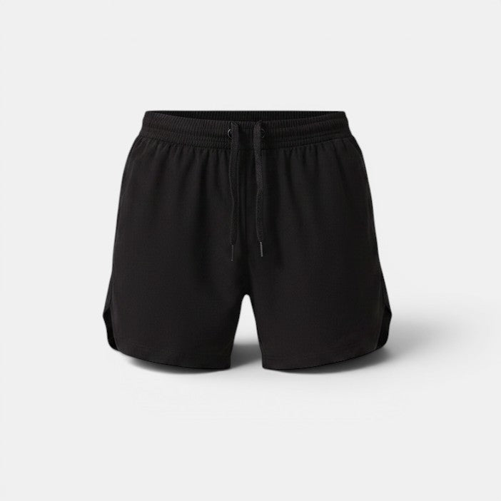 Allzom calções de treino masculinos pretos em tecido leve com cordão e cintura elástica.