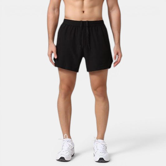 Allzom calções de treino masculinos pretos em tecido leve e respirável com cordão na cintura.