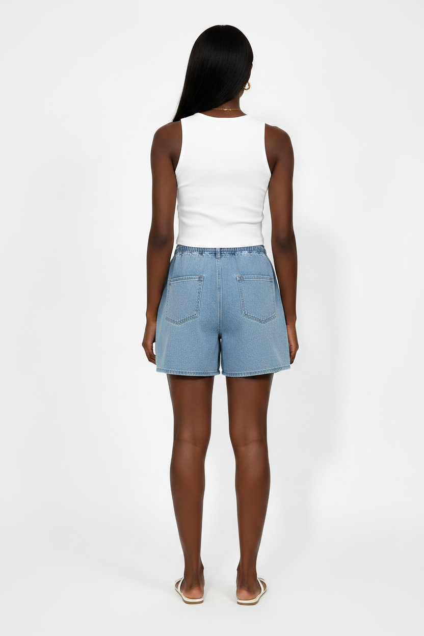 Women's Retro Washed High Waist Denim Shorts