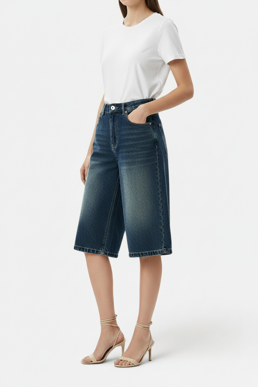 Women's Wide-Leg Denim Shorts