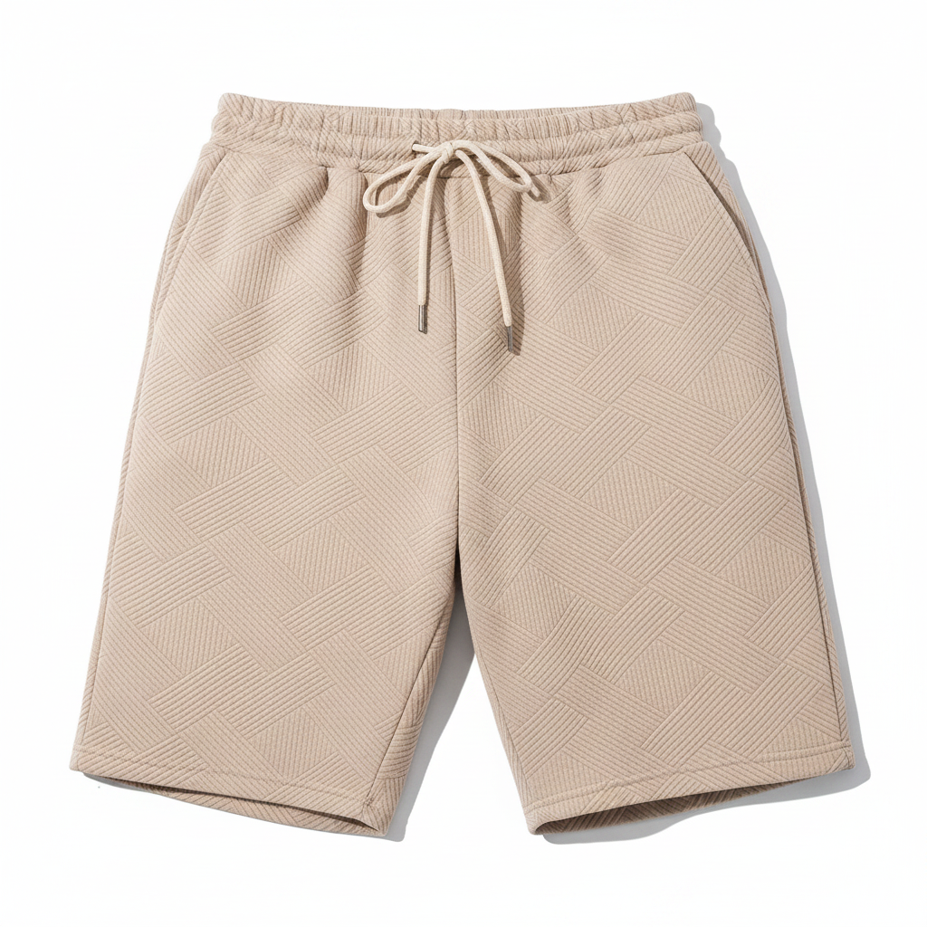 Mens Jacquard Lightweight Casual Loose-fit Shorts