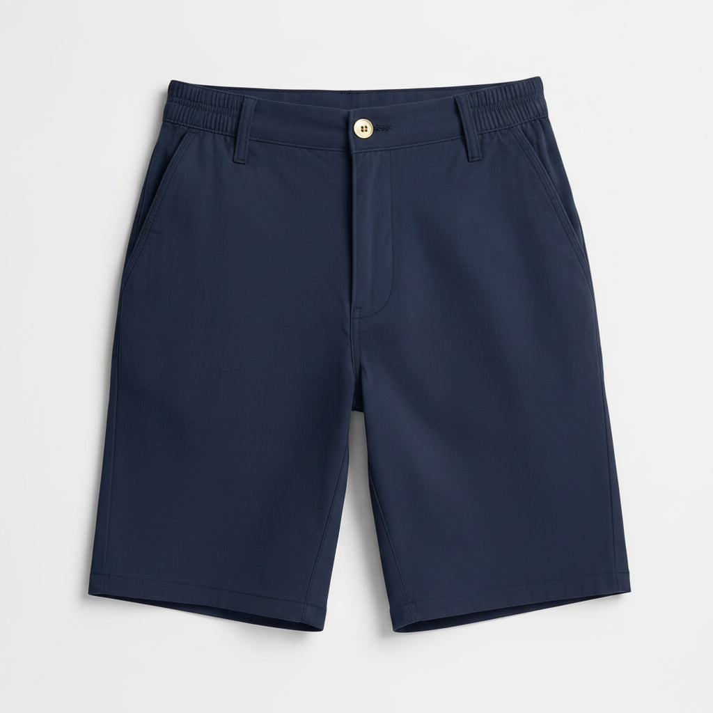 Allzom Calções casuais masculinos de poliéster azul marinho, perna reta, para golfe e uso diário.