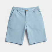 Allzom calções de poliéster azul claro para homem, com cintura elástica e fecho de botão, ideais para golfe e uso casual.